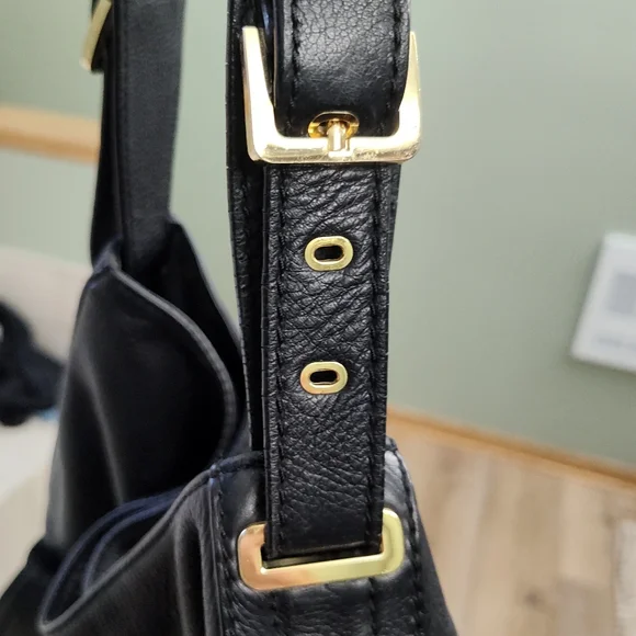 MICHAEL KORS Black Leather Hobo Vintage Shoulder Bag, Turn Lock Pockets - Picture 8 of 12